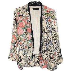 Zara Cream and Pink Floral Blazer